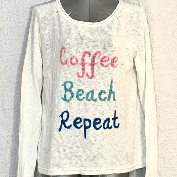 Lilly Pulitzer Resort White Coffee Beach Repeat Danette Sweater, size Large - Picture 3 of 8